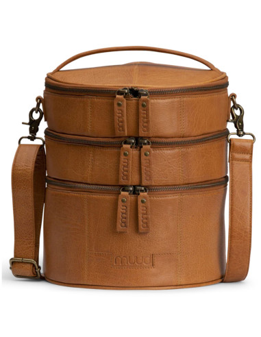 Muud Bturn leather storage bag for knitting - Whisky