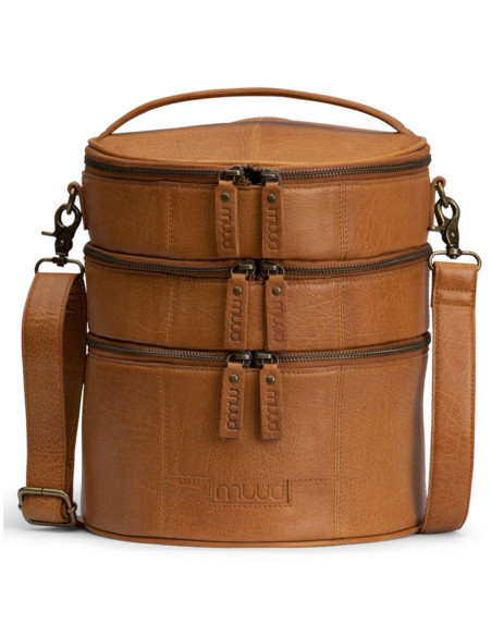 Muud Bturn leather storage bag for knitting - Whisky