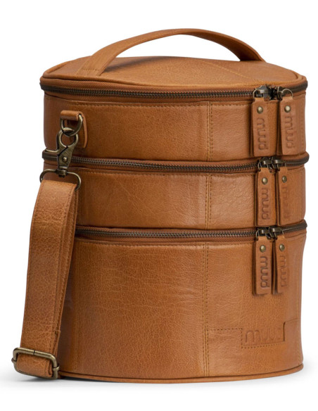 Muud Bturn leather storage bag for knitting - Whisky