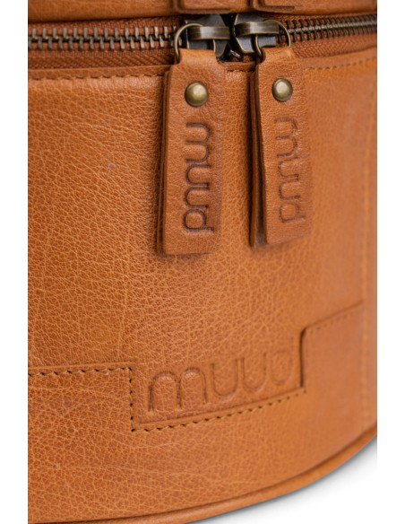 Muud Bturn leather storage bag for knitting - Whisky