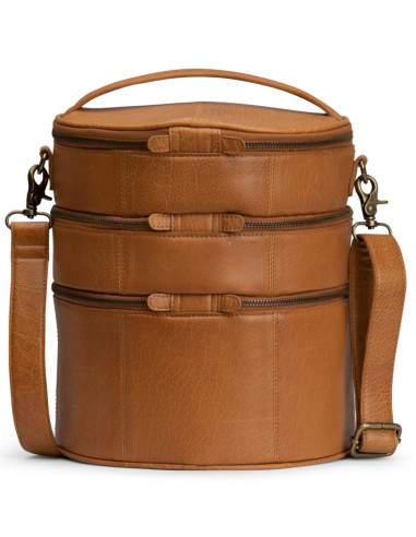 Muud Bturn leather storage bag for knitting - Whisky