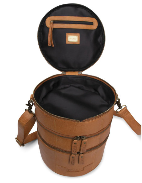 Muud Bturn leather storage bag for knitting - Whisky