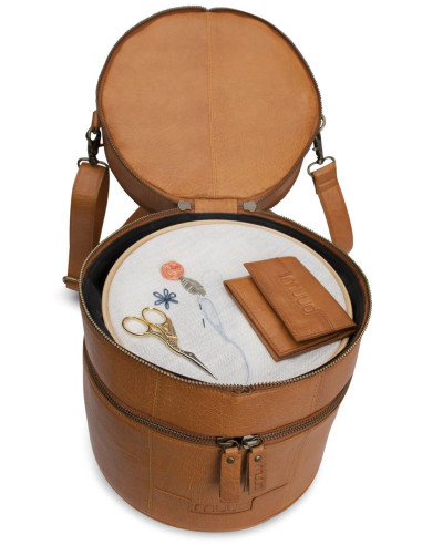 Muud Bturn leather storage bag for knitting - Whisky