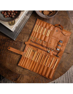 Muud Billie Leather Storage Case for Crochet Hooks and Interchangeable Needles - Whisky