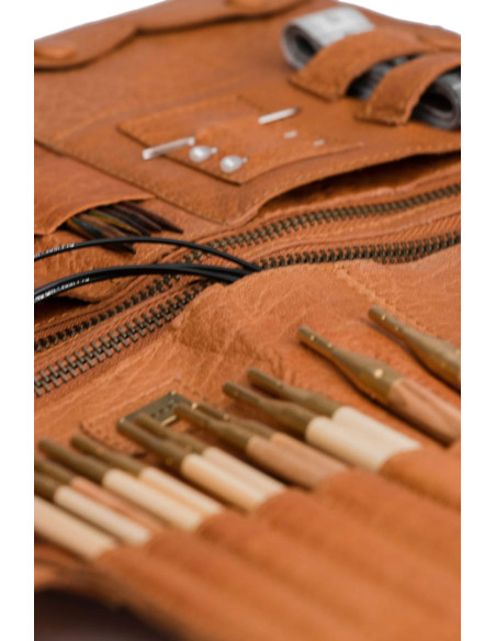 Muud Billie Leather Storage Case for Crochet Hooks and Interchangeable Needles - Whisky