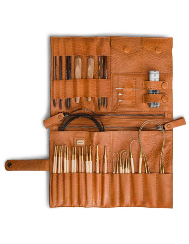 Muud Billie Leather Storage Case for Crochet Hooks and Interchangeable Needles - Whisky