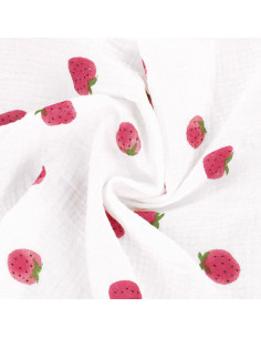 Double gauze cotton fabric - Strawberries