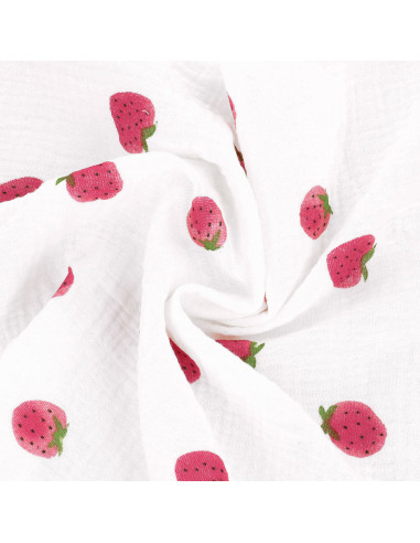 Double gauze cotton fabric - Strawberries