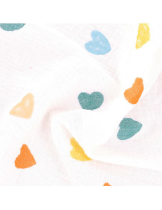 Double gauze cotton fabric - Hearts