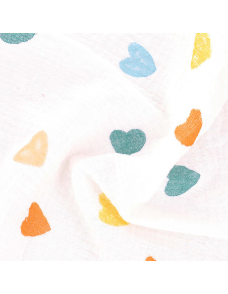 Double gauze cotton fabric - Hearts
