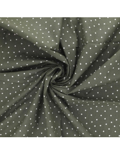 Cotton poplin fabric with polka dots - Verdigris