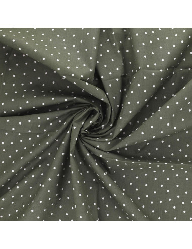 Cotton poplin fabric with polka dots - Verdigris
