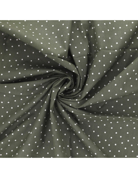 Cotton poplin fabric with polka dots - Verdigris