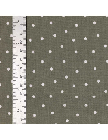 Cotton poplin fabric with polka dots - Verdigris
