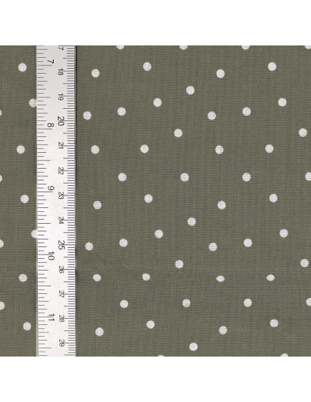 Cotton poplin fabric with polka dots - Verdigris
