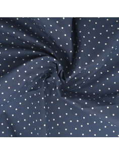 Indigo cotton poplin fabric with polka dots