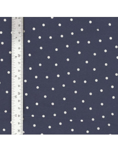 Indigo cotton poplin fabric with polka dots 2