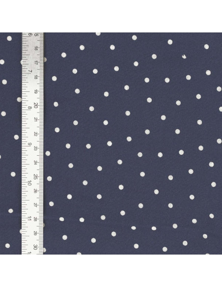 Indigo cotton poplin fabric with polka dots