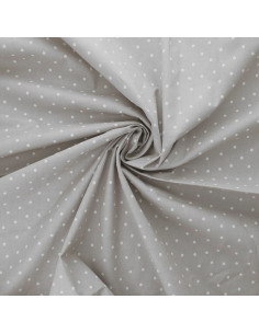 Cotton poplin fabric with polka dots - Gray
