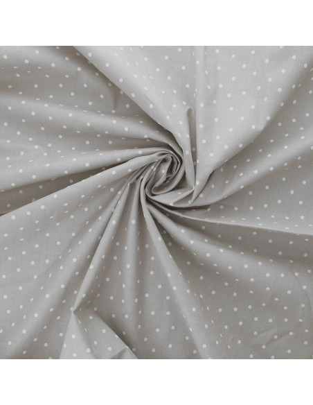 Cotton poplin fabric with polka dots - Gray
