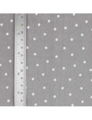 Cotton poplin fabric with polka dots - Gray