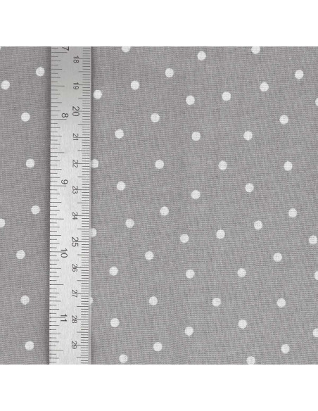 Cotton poplin fabric with polka dots - Gray