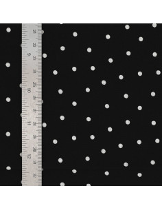 Black cotton poplin fabric with polka dots 2