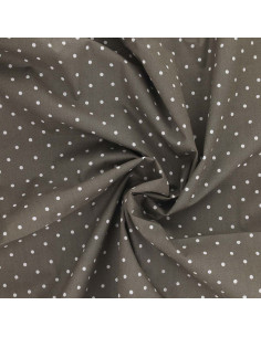 Cotton poplin fabric with polka dots - Taupe