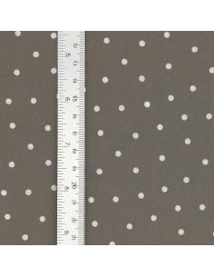 Cotton poplin fabric with polka dots - Taupe 2