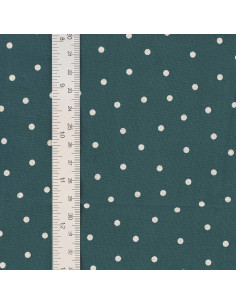 Teal blue cotton poplin fabric with polka dots 2