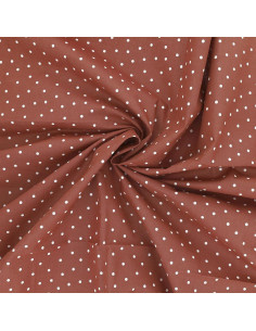 Cotton poplin fabric with polka dots - Terracotta