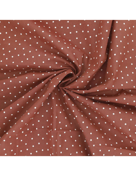 Cotton poplin fabric with polka dots - Terracotta