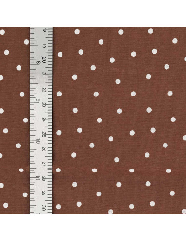Cotton poplin fabric with polka dots - Terracotta