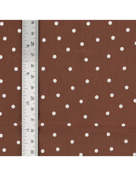 Cotton poplin fabric with polka dots - Terracotta