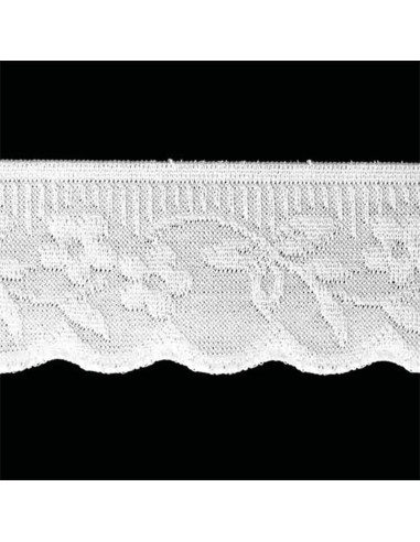 Elastic lingerie with a white lace floral and leaf pattern