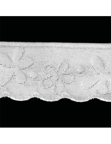 Elastic lingerie with stylized flower lace design in white
