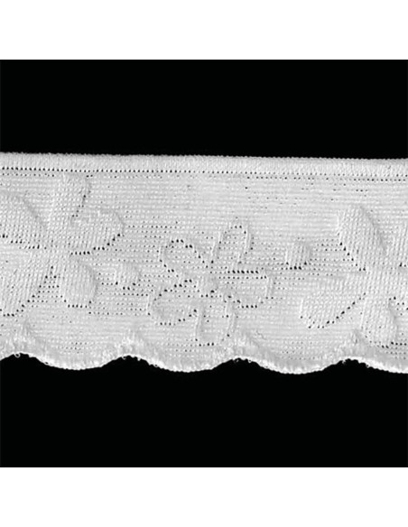 Elastic lingerie with stylized flower lace design in white