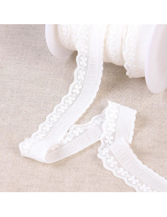 Elastic lace-style pleated white lingerie