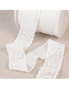 Elastic lace-style lingerie with large white flowers