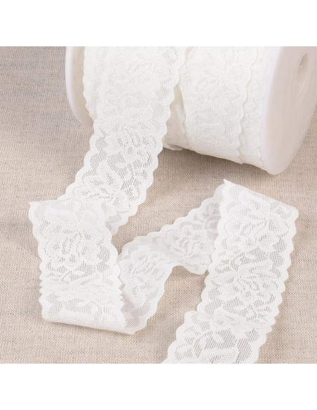 Elastic lace-style lingerie with large white flowers