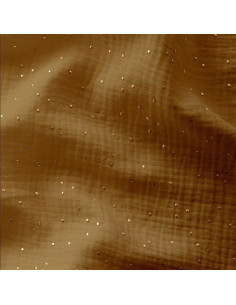 Double gauze cotton fabric with mini golden dots - Havana