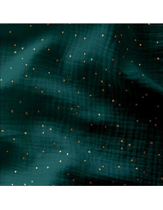 Double gauze cotton fabric with mini golden dots - Salicorne
