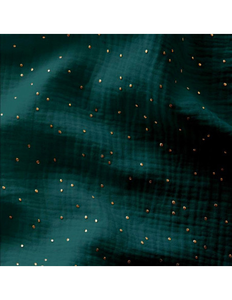 Double gauze cotton fabric with mini golden dots - Salicorne
