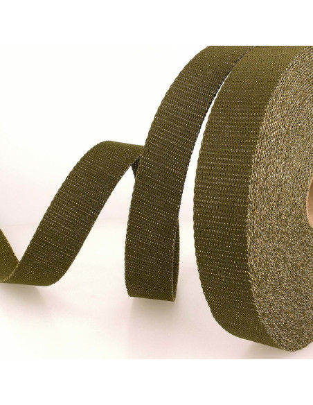 Lurex bag strap - Khaki and gold