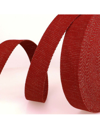 Lurex bag strap - Bordeaux and gold