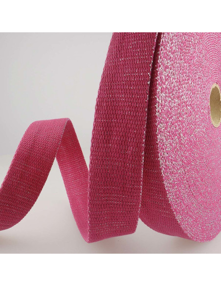 Lurex bag strap - Fuchsia and silver