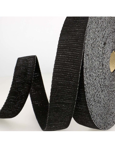 Lurex bag strap - Black and silver
