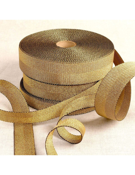 Metallic bag strap - Gold with black trim