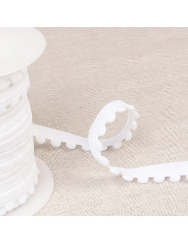 Elastic pom-poms - White