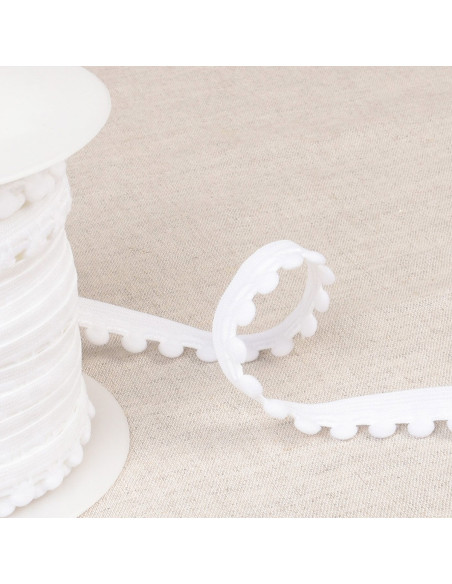 Elastic pom-poms - White